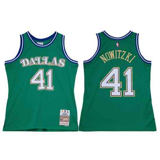 Men Dallas Mavericks 41 Dirk Nowitzki Green Stitched Jersey